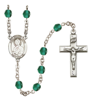 Silver Plated 6mm Fire Polished Saint Dominic Savio Rosary in Zircon