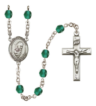 Silver Plated 6mm Fire Polished Blessed Trinity Rosary in Zircon