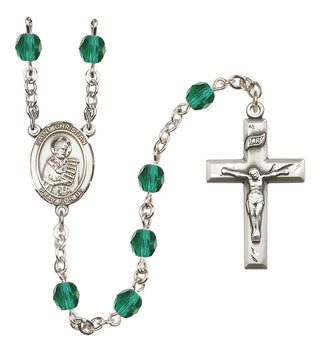 Silver Plated 6mm Fire Polished Saint Christian Demosthenes Rosary in Zircon