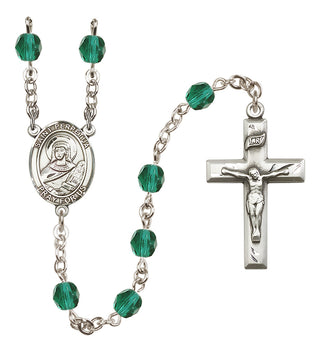 Silver Plated 6mm Fire Polished Saint Perpetua Rosary in Zircon