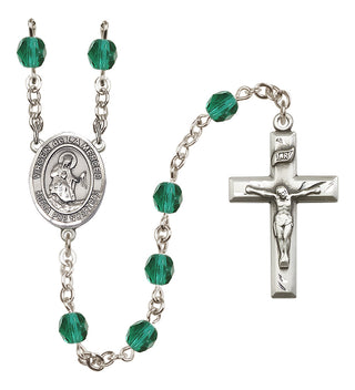 Silver Plated 6mm Fire Polished Virgen de la Merced Rosary in Zircon