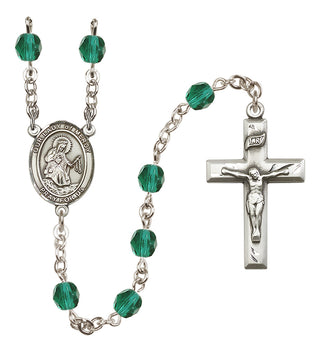 Silver Plated 6mm Fire Polished Our Lady of Mercy Rosary in Zircon