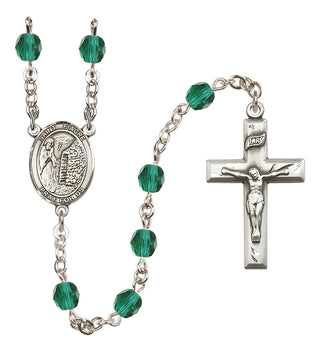 Silver-Plated 6mm Saint Fiacre  Engraved Catholic Rosaries