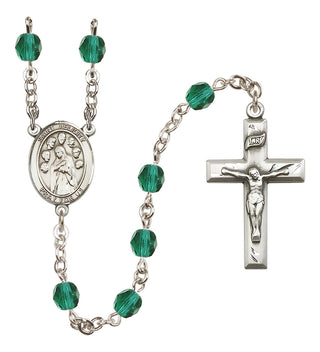 Silver Plated 6mm Fire Polished Saint Felicity Rosary in Zircon