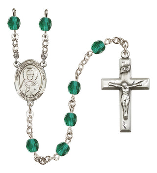Silver Plated 6mm Fire Polished Saint John Chrysostom Rosary in Zircon