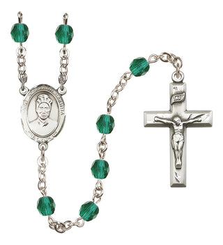 Silver Plated 6mm Fire Polished Saint Josephine Bakhita Rosary in Zircon
