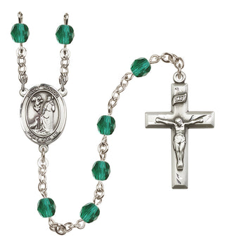 Silver-Plated 6mm Saint Rocco  Engraved Catholic Rosaries