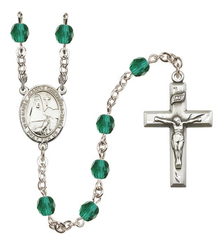 Silver Plated 6mm Fire Polished Saint Jeanne Chezard de Matel Rosary in Zircon