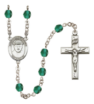 Silver Plated 6mm Fire Polished Saint Damien of Molokai Rosary in Zircon