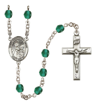 Silver Plated 6mm Fire Polished Saint Margaret Mary Alacoque Rosary in Zircon