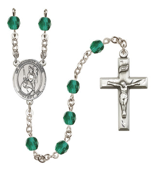 Silver Plated 6mm Fire Polished Guardian Angel of the World Rosary in Zircon