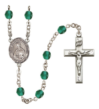 Silver Plated 6mm Fire Polished Saint Edmund of East Anglia Rosary in Zircon