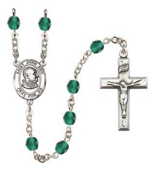 Silver Plated 6mm Fire Polished Saint John Xxiii Rosary in Zircon