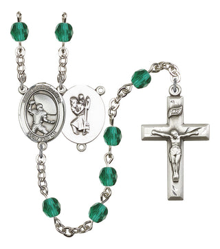 Saint Christopher and Football Rosary with Zircon Beads