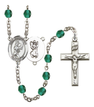 Saint Christopher and Softball Rosary with Zircon Beads