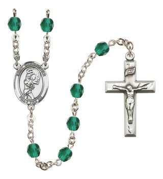 Silver-Plated 6mm Saint Christopher/Softball Rosary