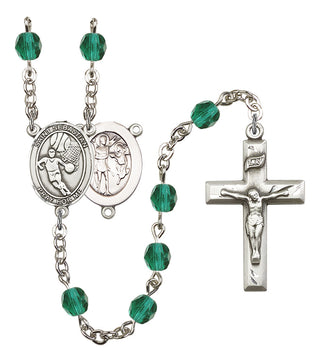 Saint Sebastian and Basketball Rosary with Zircon Beads