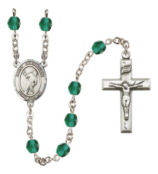 Silver-Plated 6mm Saint Sebastian/Lacrosse Rosary