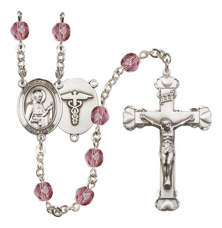 Silver-Plated 6mm Saint Camillus of Lellis / Nurse Rosary