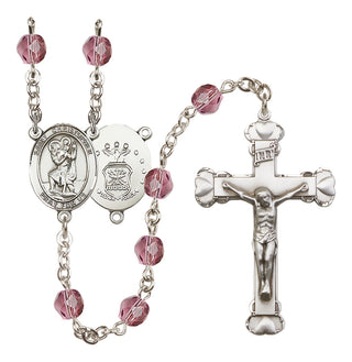 Silver-Plated 6mm Saint Christopher / Air Force Rosary