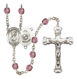 Silver-Plated 6mm Saint Christopher / Marines Rosary