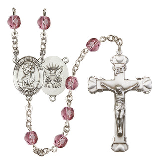 Silver-Plated 6mm Saint Christopher / Navy Rosary