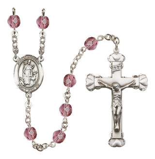 Silver-Plated 6mm Saint Hubert of Liege  Engraved Catholic Rosaries