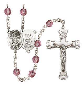 Silver-Plated 6mm Saint Michael / Air Force Rosary