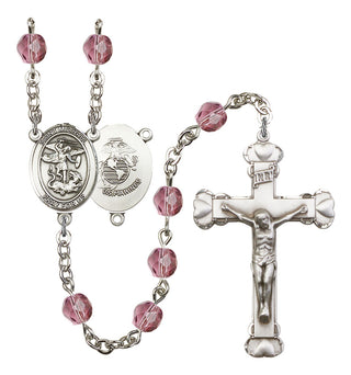 Saint Michael and Marines Rosary with Amethyst Beads