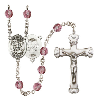 Silver-Plated 6mm Saint Michael / Nat'l Guard Rosary
