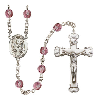 Silver Plated 6mm Fire Polished Saint Raymond Nonnatus Rosary in Amethyst