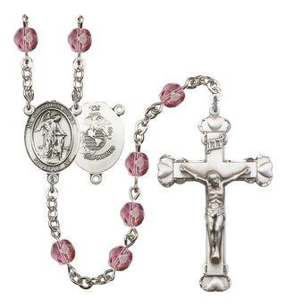 Guardian Angel and Marine Corp Rosary with Amethyst Beads