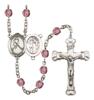 Saint Sebastian and Ice Hockey Rosary with Amethyst Beads