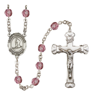 Silver-Plated 6mm Saint Sebastian/Skiing Rosary