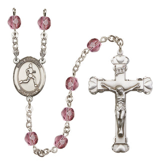 Silver-Plated 6mm Saint Sebastian/Track & Field Rosary