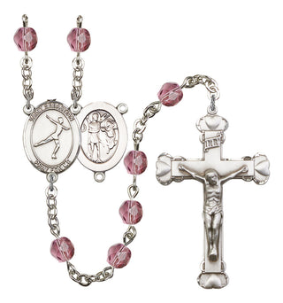 Saint Sebastian and Figure Skating Rosary with Amethyst Beads