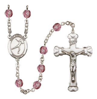 Silver-Plated 6mm Saint Sebastian/Figure Skating Rosary