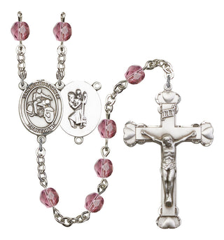 Saint Christopher and Motorcycle Rosary with Amethyst Beads