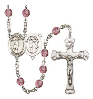 Saint Sebastian and Volleyball Rosary with Amethyst Beads