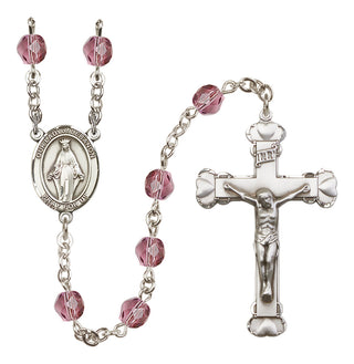 Silver Plated 6mm Fire Polished Our Lady of Lebanon Rosary in Amethyst