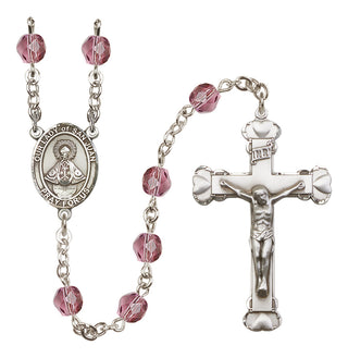 Silver Plated 6mm Fire Polished Our Lady of San Juan Rosary in Amethyst