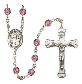 Silver Plated 6mm Fire Polished Our Lady of Consolation Rosary in Amethyst