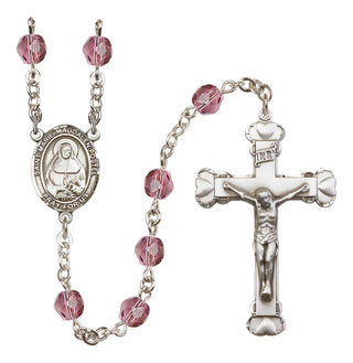 Silver Plated 6mm Fire Polished Saint Marie Magdalen Postel Rosary in Amethyst