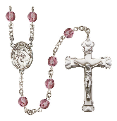 Silver Plated 6mm Fire Polished St. Margaret of Cortona Rosary in Amethyst