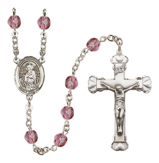 Silver Plated 6mm Fire Polished Saint Christina the Astonishing Rosary in Amethyst