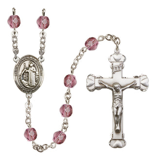 Silver Plated 6mm Fire Polished Saint Raymond of Penafort Rosary in Amethyst