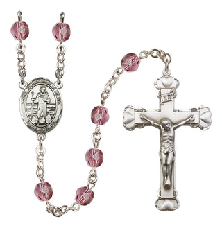 Silver Plated 6mm Fire Polished Saint Bernadine of Sienna Rosary in Amethyst