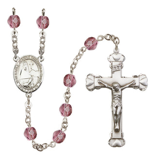Silver Plated 6mm Fire Polished Saint Jeanne Chezard de Matel Rosary in Amethyst