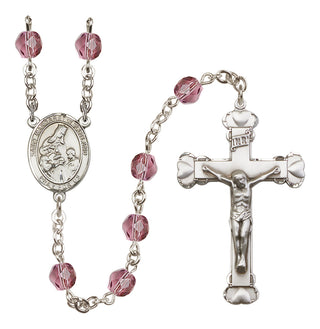 Silver Plated 6mm Fire Polished Saint Margaret of Scotland Rosary in Amethyst