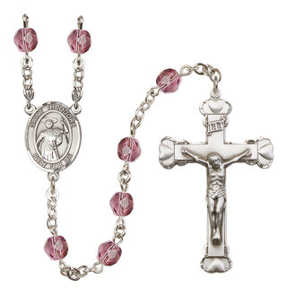 Silver Plated 6mm Fire Polished Saint Theodore Stratelates Rosary in Amethyst